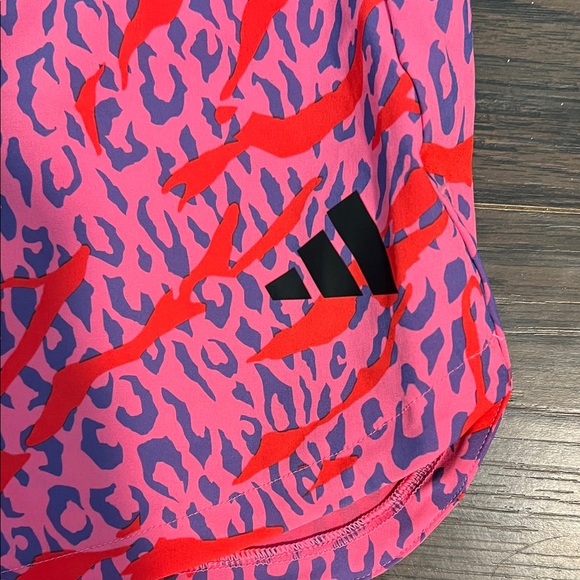 adidas Pink and Red Printed Athletic Shorts - Picture 3 of 6